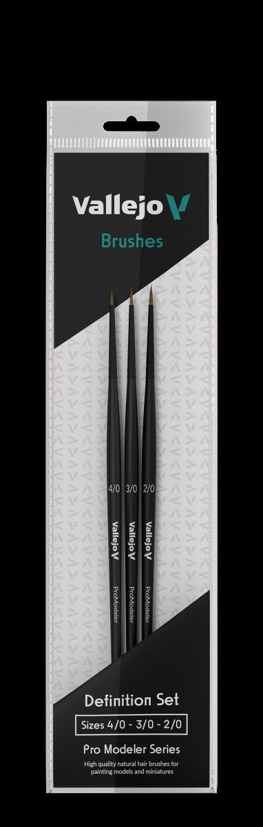 VALLEJO B01990 - Brush Set - Pro Modeler - Definition Set - Natural Hair (4/0, 3/0, 2/0)