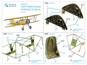 Quinta Studio QD32152 PT-13/N2S-2/5 Kaydet 3D-Printed &amp;amp; colored Interior on decal paper (ICM) 1/32 – Bild 2