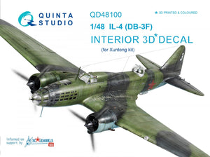 Quinta Studio QD48100 IL-4 3D-Printed &amp;amp; colored Interior on decal paper (for Xuntong kit) 1/48