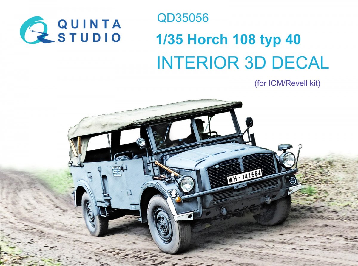 Quinta Studio QD35056 Horch 108 type 40 3D-Printed &amp;amp; colored Interior on decal paper ( ICM ) 1/35
