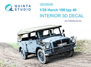 Quinta Studio QD35056 Horch 108 type 40 3D-Printed &amp;amp; colored Interior on decal paper ( ICM ) 1/35