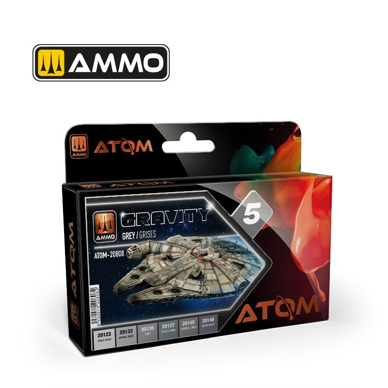 AMMO of Mig Jimenez 20808 ATOM Gravity Gray Set 6x20ml