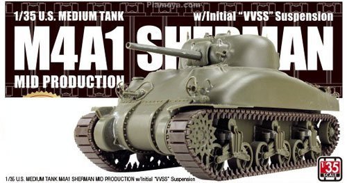 Asuka AS-001 US Medium Tank M4A1 Sherman Mid Production w/Initial VVSS Suspension 1/35