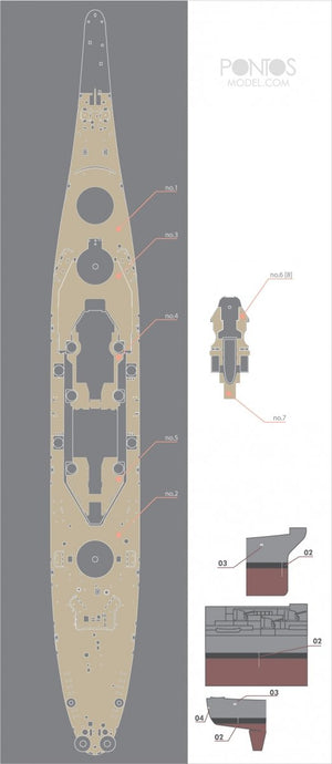 Pontos 35010WD1 USS BB-63 Missouri Wooden Deck set Natural tone 1/350 – image 3
