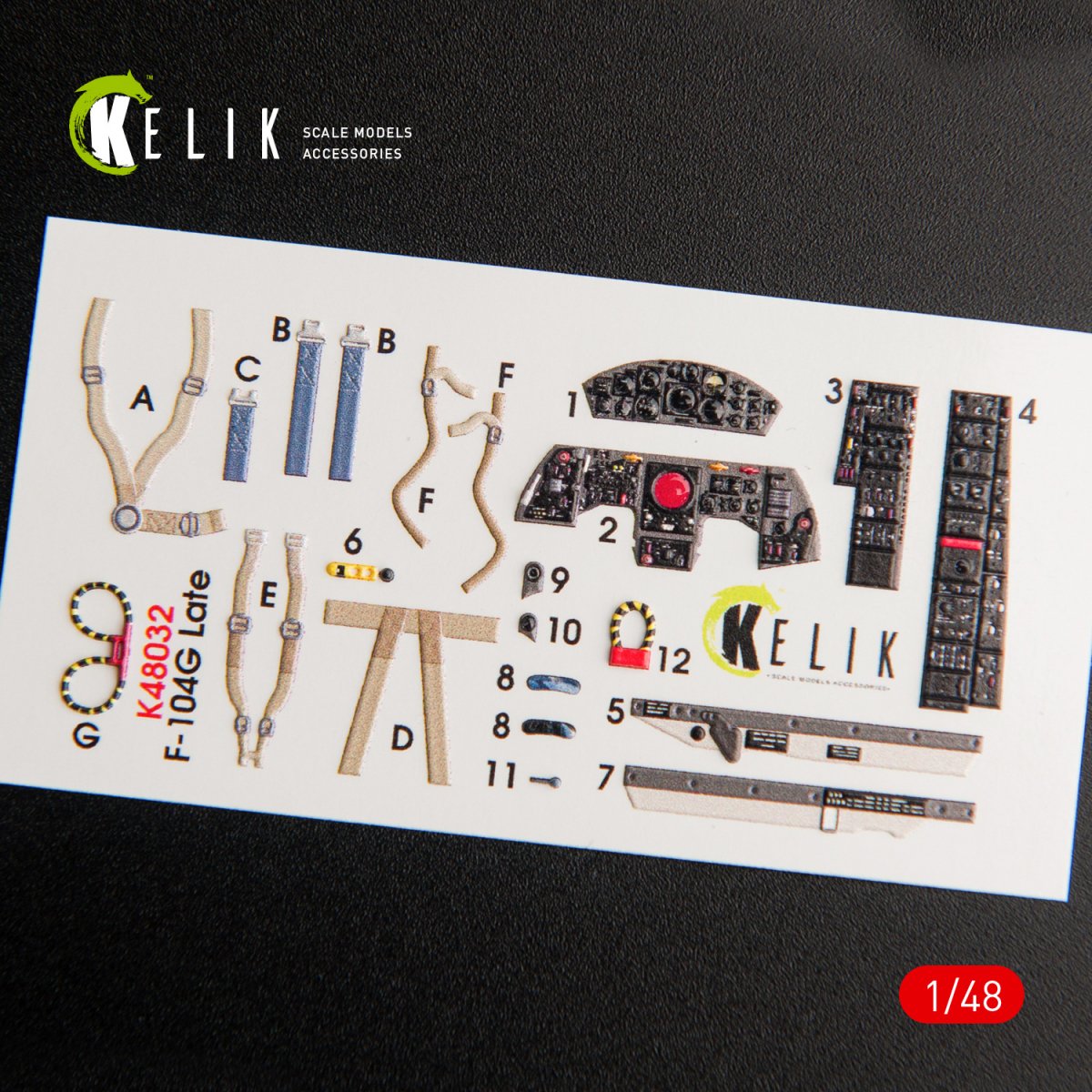 KELIK K48032 F-104G &amp;quot;STARFIGHTER&amp;quot; LATE TYPE INTERIOR 3D DECALS FOR HASEGAWA KIT 1/48 – image 2