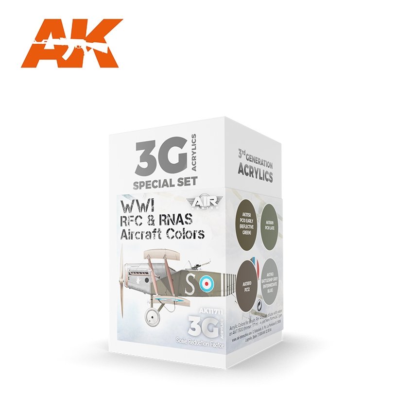 AK Interactive AK11711 WWI RFC &amp; RNAS. Couleurs d'avions britanniques 4 x 17 ml 