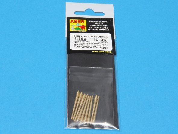 Aber 350L-06 Set of 9pcs 406mm short barrels for US ships for turrets without antiblast covers: North Carolina, Washington 1/350 – obrázek 5
