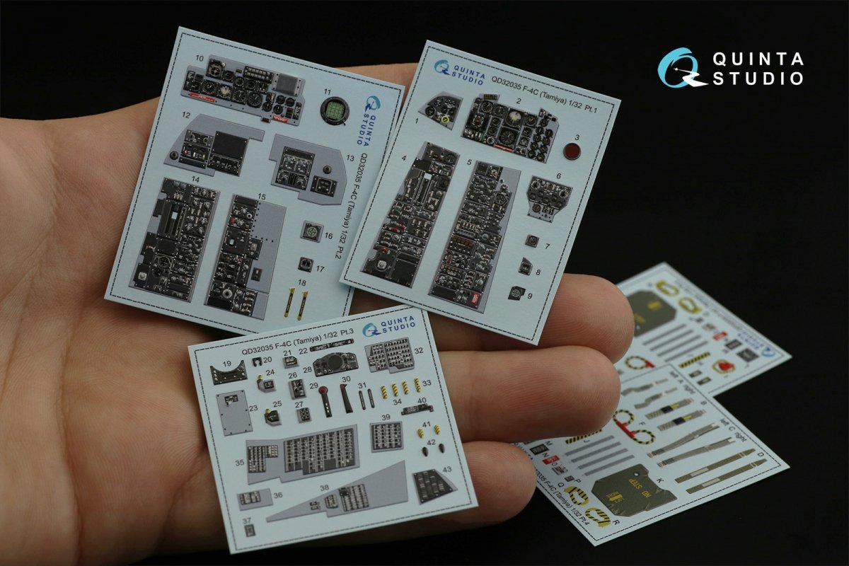 Quinta Studio QD32035 F-4C 3D-Printed &amp;amp; colored Interior on decal paper (for Tamiya kit) 1/32 – obrázek 2