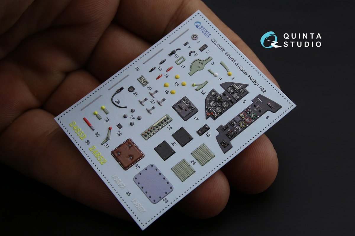 Quinta Studio QD32052 Bf 109E-3 3D-Printed &amp;amp; colored Interior on decal paper (for Cyber-hobby/Dragon kit) 1/32 – Bild 4