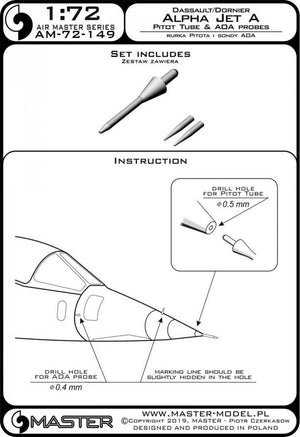 Master AM-72-149 Alpha Jet A - Pitot Tube and Angle Of Attack Probes 1/72 – Bild 3