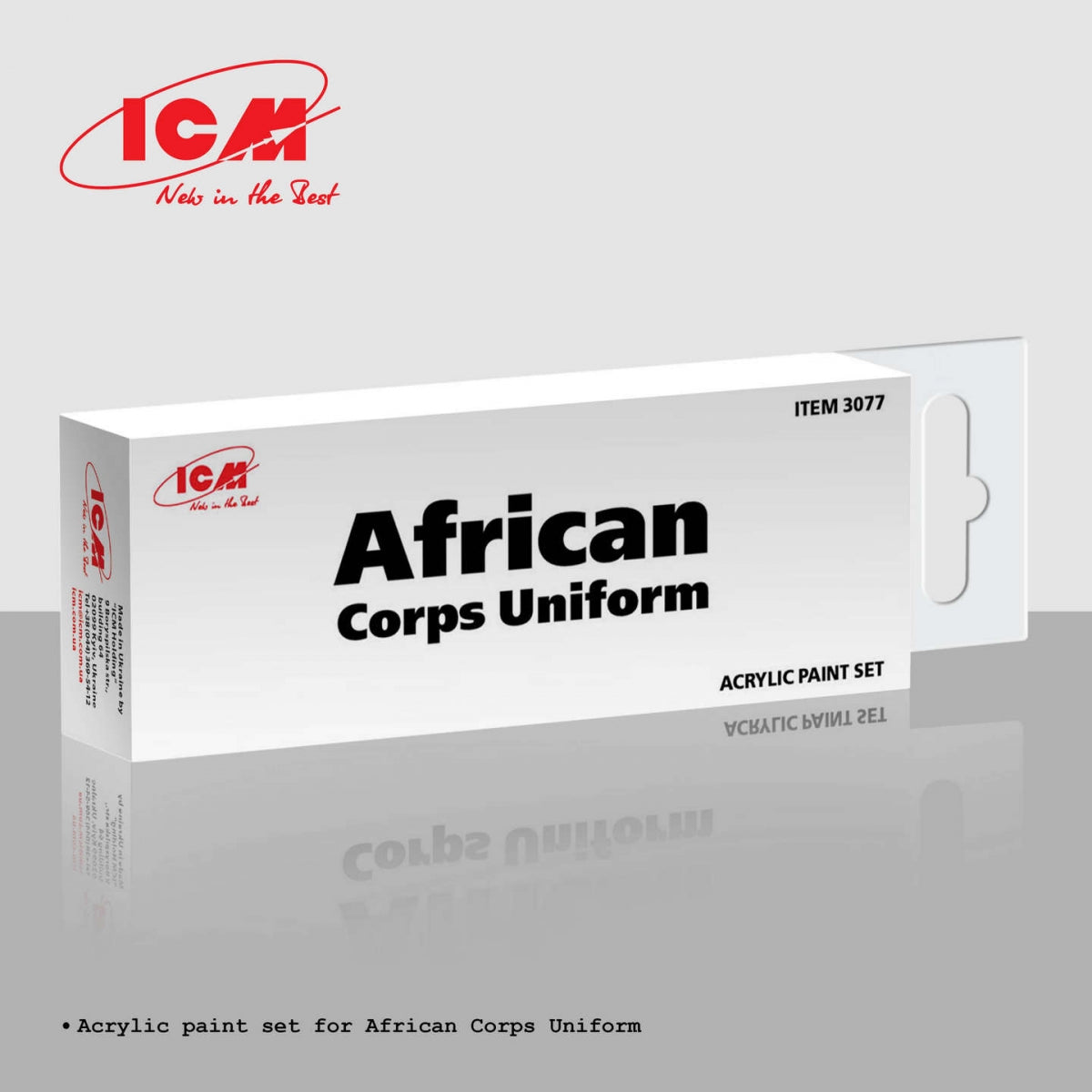 ICM 3077 Kit de peinture acrylique pour uniformes de l'African Corps, 12 ml x 6