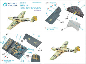 Quinta Studio QD48125 Bf108 3D-Printed &amp;amp; colored Interior on decal paper (Eduard) 1/48 – Bild 12