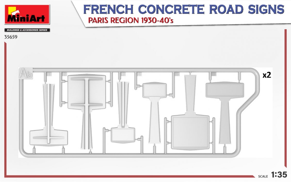 MiniArt 35659 FRENCH CONCRETE ROAD SIGNS. PARIS REGION 1930-40&amp;#39;s 1/35 – imagen 3