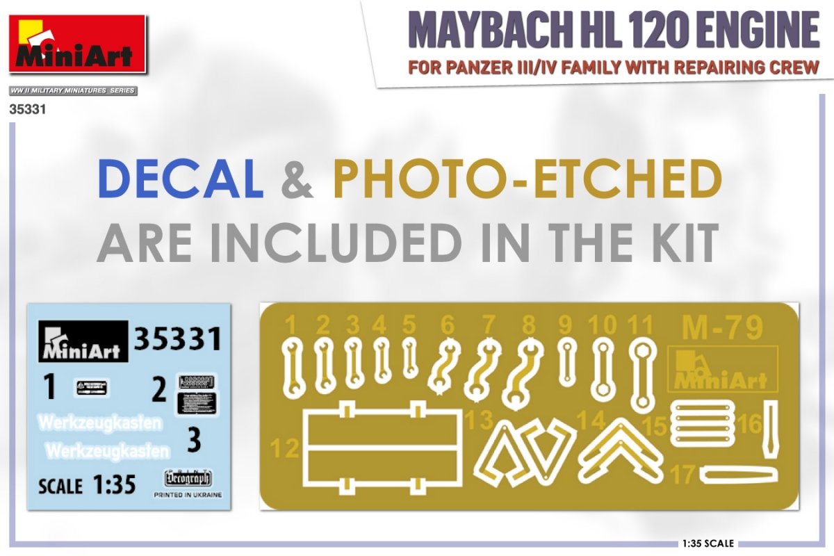 Miniart 35331 MAYBACH HL 120 ENGINE FOR PANZER III/IV FAMILY WITH REPAIR CREW 1/35 – image 2