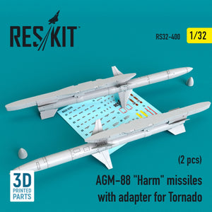 RESKIT RS32-0400 AGM-88 &amp;quot;HARM&amp;quot; MISSILES WITH ADAPTER FOR TORNADO (2 PCS) 1/32