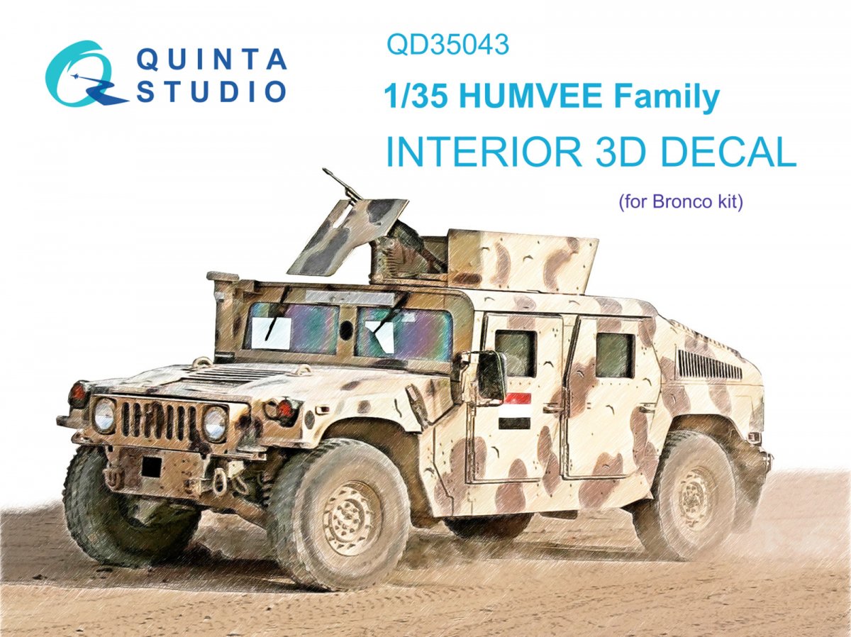 Quinta Studio QD35043 HUMVEE Family 3D-Printed &amp; colored Interior on decal paper (Bronco) 1/35