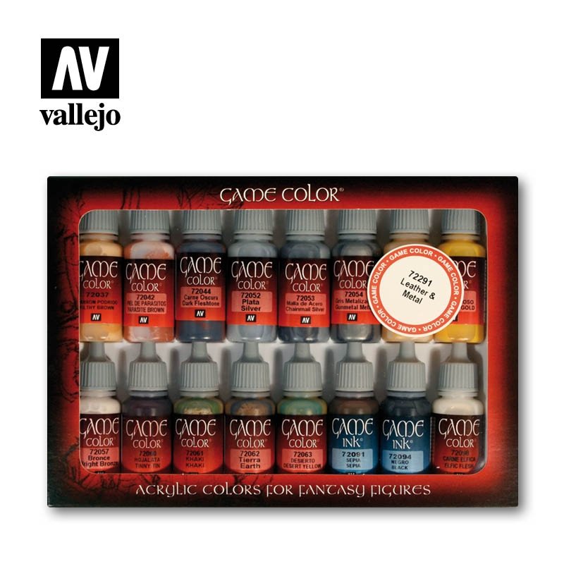 Coffret de peintures Vallejo 72291 Cuir et Métal 16 x 17 ml