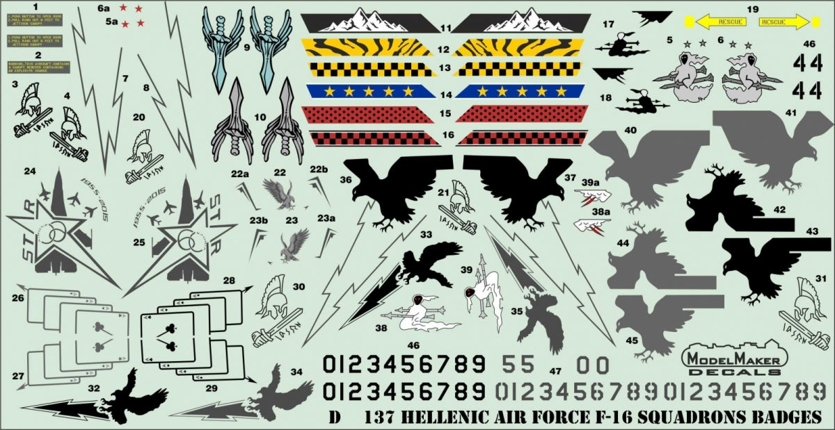 ModelMaker Decals D48137 Hellenic Air Force F-16&amp;#39;s Squadrons 1/48 – image 3