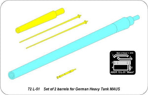 Aber 72L-51 Set of 2 barrels for German Heavy Tank MAUS 1/72 – image 3