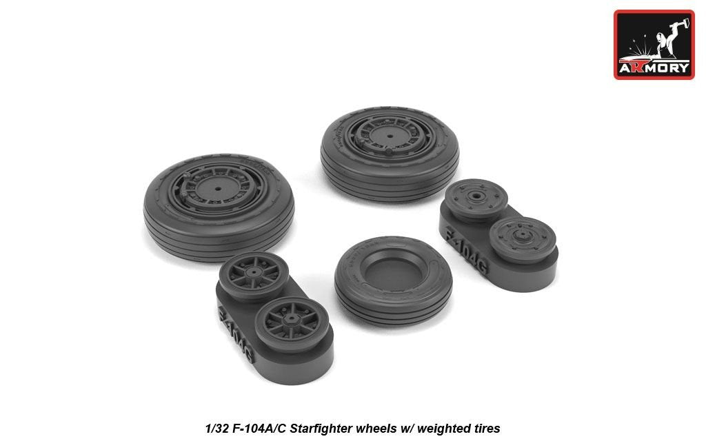 Armory Models AW32302 F-104A/C Starfighter wheels, w/ optional nose wheels, weighted 1/32 – image 3