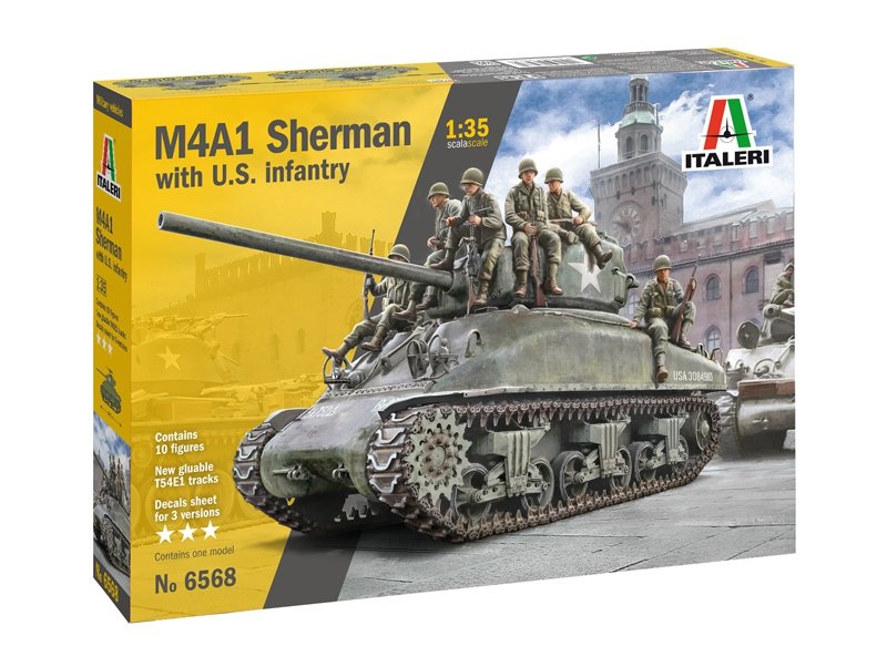 Italeri 6568 M4A1 SHERMAN with US infantry 1/35