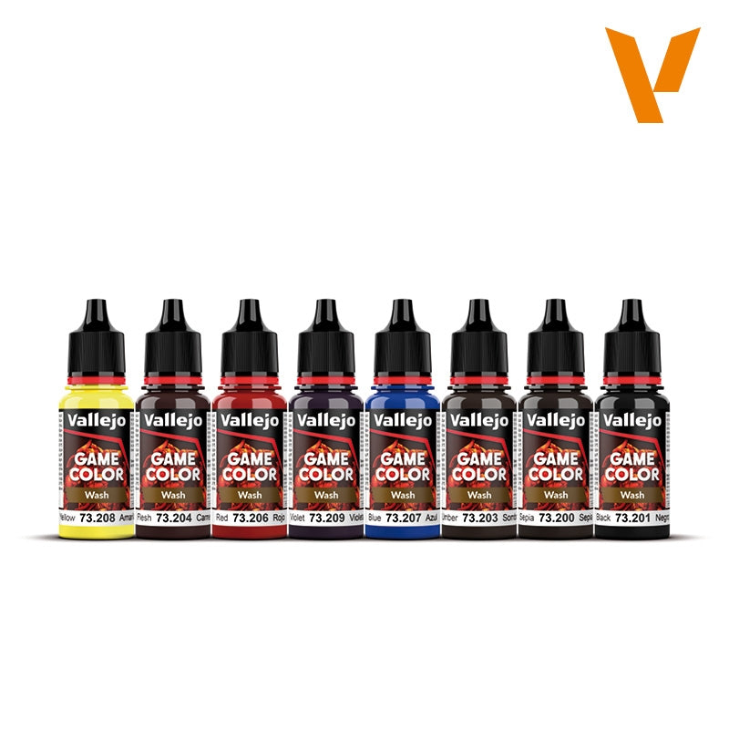 Vallejo 72190 Wash Set - Game Color Effects Color Series - for shadodws on miniatures 8x18ml