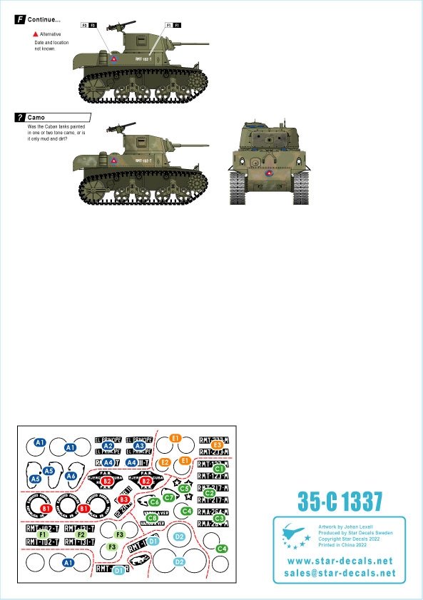 Star Decals 35-C1337 Tanks &amp;amp; AFVs in Cuba # 1. M4A3E8 Sherman, A34 Comet, Staghound, Greyhound, M3A1 Scout Car, M3A1 Stuart.1/35 – image 3