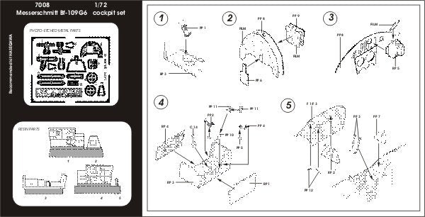 Aires 7008 Messetschmitt Bf 109G cockpit set 1/72 HASEGAWA – image 2