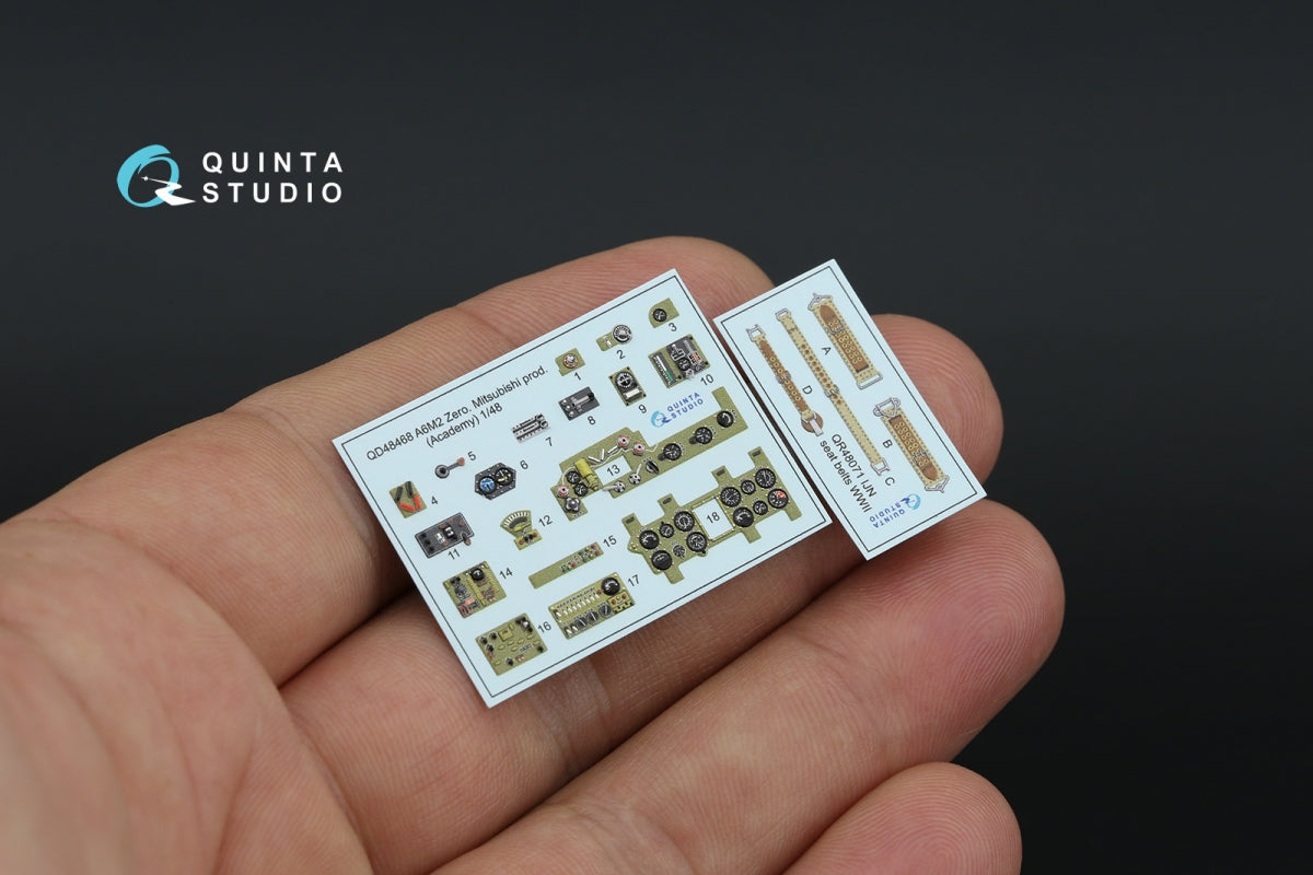 Quinta Studio QD48468 A6M2 Zero (Mitsubishi Prod.) 3D-Printed colored Interior on decal paper (Academy) 1/48 – Bild 4