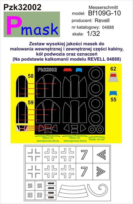 P-Mask PZK32002 MESSERSCHMITT BF109G-10 (REVELL 04888) 1/32