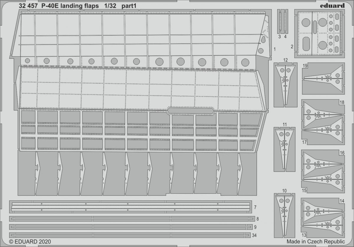 Eduard 32457 P-40E landing flaps 1/32 TRUMPETER