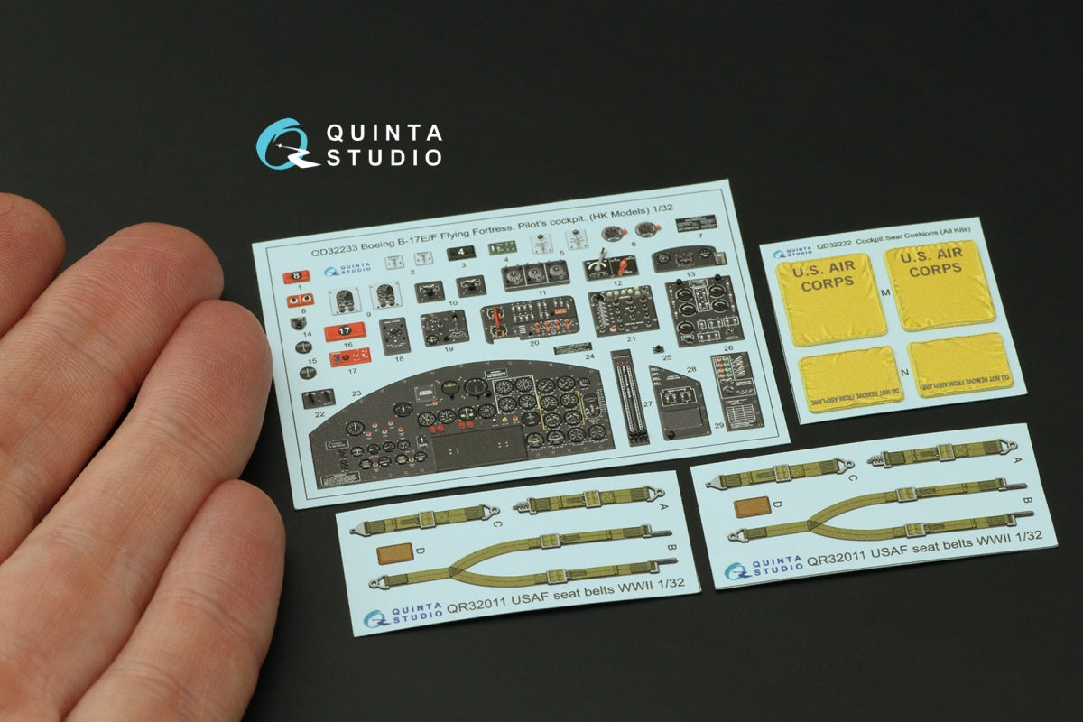 Quinta Studio QD32233 Boeing B-17E/F Pilot&amp;#39;s cockpit. 3D-Printed colored Interior on decal paper (HK models) 1/32 – Bild 3