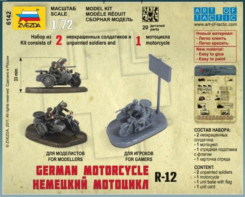 Zvezda 6142 German Motorcycle R-12 1/72 – imagen 2