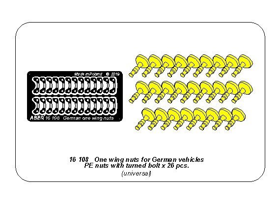 Aber 16108 Single-Wing Nuts with Turned Supports (26 pieces) 1/16 – image 3