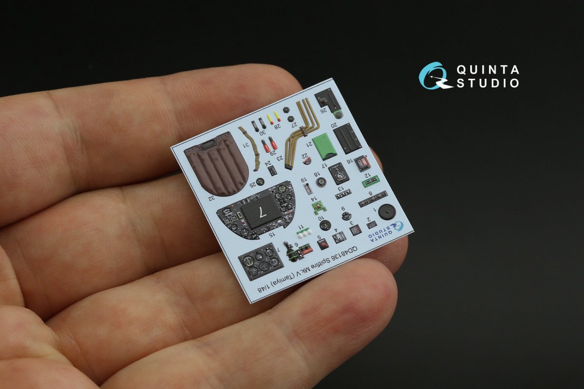 Quinta Studio QD48136 Spitfire Mk.V 3D-Printed &amp;amp; colored Interior on decal paper (Tamiya) 1/48 – immagine 5