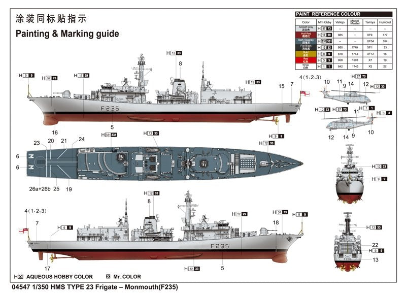 Trumpeter 04547 HMS TYPE 23 Frigate Monmouth (F235) 1/350 – imagen 2