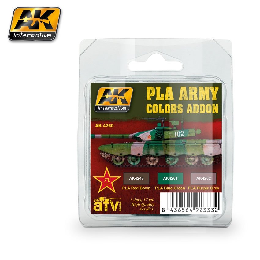 AK Interactive AK4260 PLA ​​- Ensemble de couleurs additionnelles pour l'armée