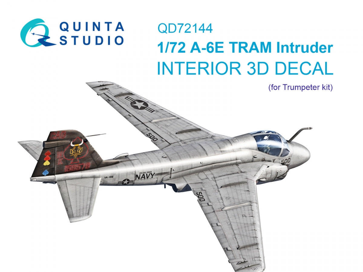 Quinta Studio QD72144 A-6E TRAM Intruder 3D-Printed &amp;amp; colored Interior on decal paper (Trumpeter) 1/72