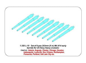 Aber 350L-19 Set of 9 pcs 203 mm barrels for New Orleans type 1/350 – image 4