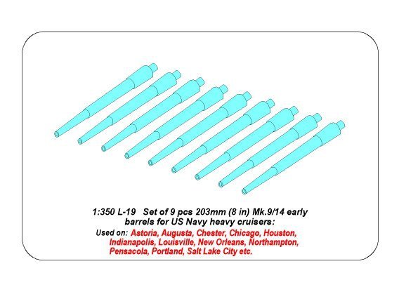 Aber 350L-19 Set of 9 pcs 203 mm barrels for New Orleans type 1/350 – image 4