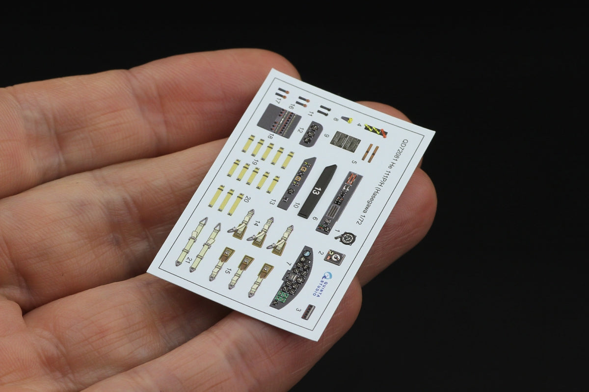 Quinta Studio QD72081 He 111 P/H 3D-Printed &amp;amp; colored Interior on decal paper (Hasegawa) 1/72 – image 3