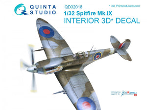 Quinta Studio QD32018 Spitfire Mk.IX 3D-Printed &amp;amp; colored Interior on decal paper (for Tamiya kit) 1/32