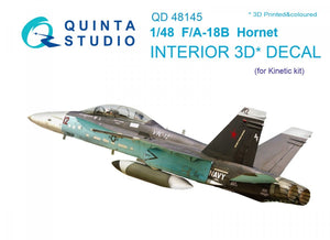 Quinta Studio QD48145 F/A-18B 3D-Printed &amp;amp; colored Interior on decal paper (for Kinetic kit) 1/48