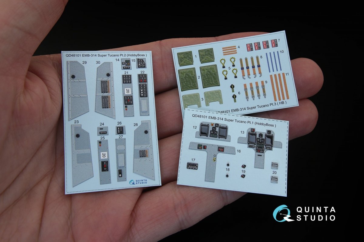 Quinta Studio QD48101 EMB-314 Super Tucano 3D-Printed &amp;amp; colored Interior on decal paper (for HobbyBoss kit) 1/48 – immagine 2