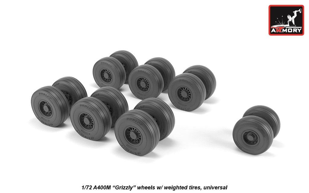 Roues Armory Models AW72506 A400M Grizzly avec pneus lestés 1/72
