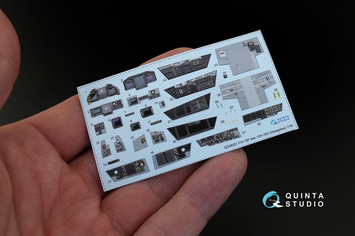 Quinta Studio QD48051 F/A-18F late / EA-18G 3D-Printed &amp;amp; colored Interior on decal paper (for Hasegawa kit) 1/48 – image 3