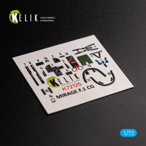KELIK K72125 MIRAGE F.1 CG - interior 3D decals for SpecialHobby kit 1/72