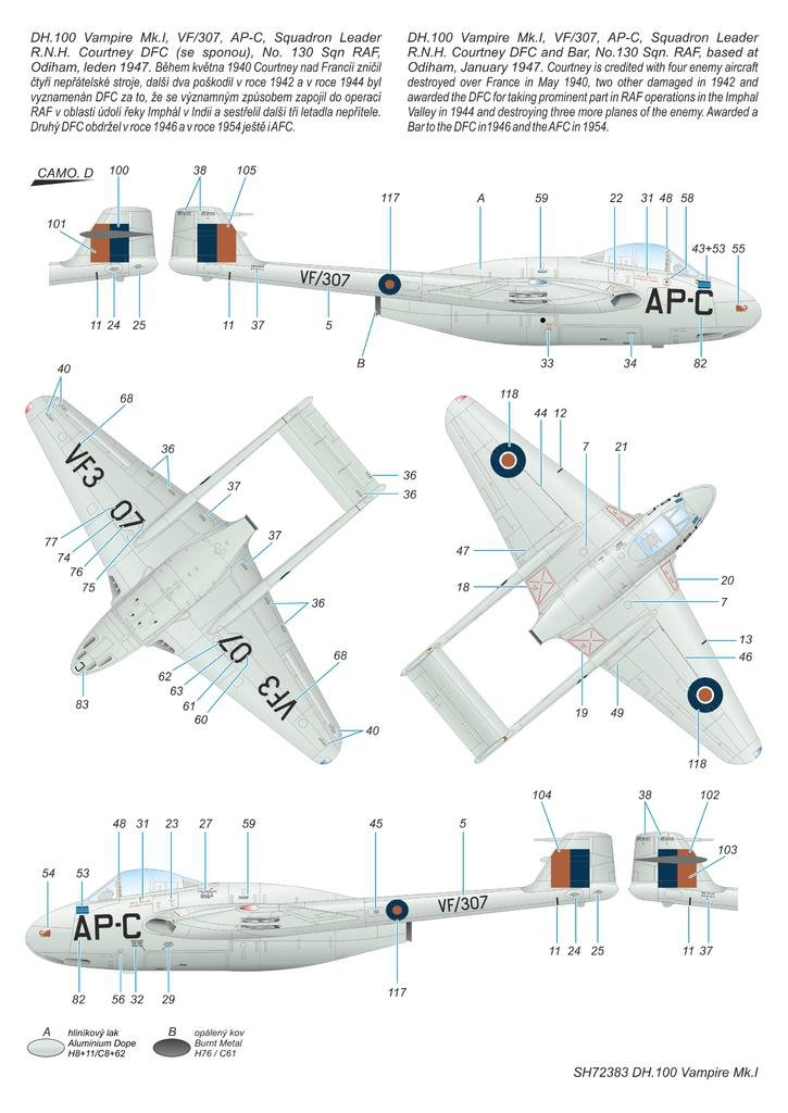 Special Hobby 72383 DH.100 Vampire Mk. I &amp;#39;RAF, RAAF and Armée de l&amp;#39;Air&amp;#39; 1/72 – obrázek 7