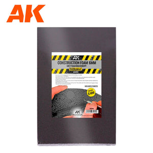 AK Interactive AK8096 CONSTRUCTION FOAM 6MM GRAY FOAM HIGH DENSITY 195X295MM INCLUDES 2 SHEETS (construction foam)