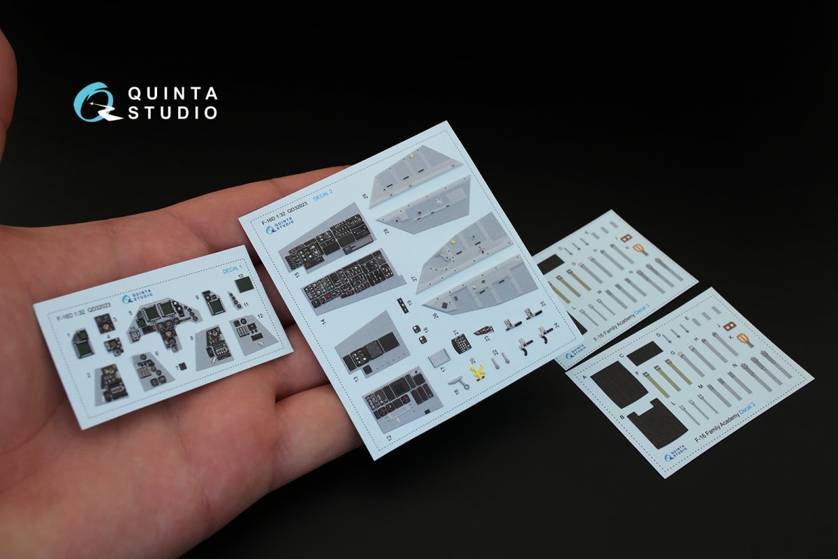 Quinta Studio QD32023 F-16D 3D-Printed &amp;amp; colored Interior on decal paper (for Academy kit) 1/32 – Bild 3